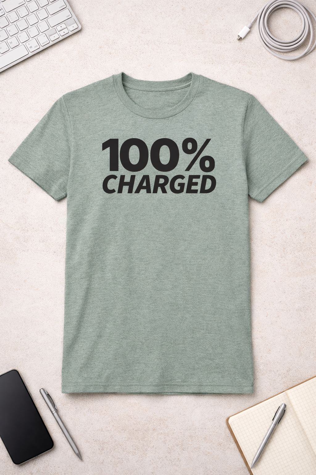 100% Charged T-Shirt — Light Colors (12 Options)