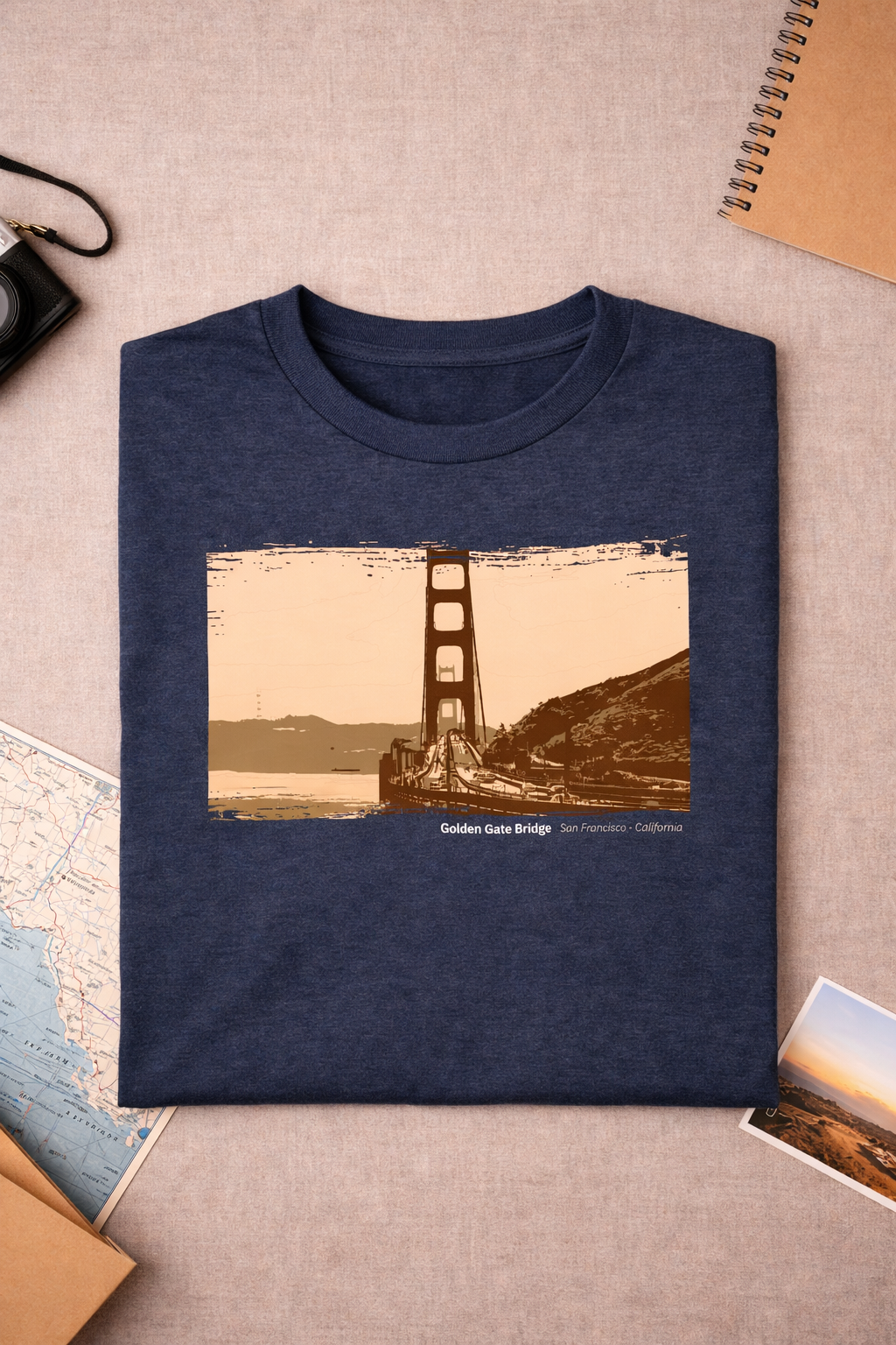 Golden Gate Bridge - North Vista Point View T-Shirt — Dark Colors (12 Options)