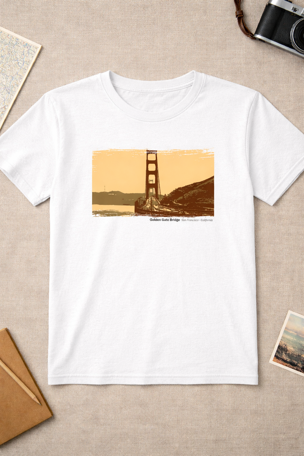 Golden Gate Bridge - North Vista Point View T-Shirt — Light Colors (12 Options)