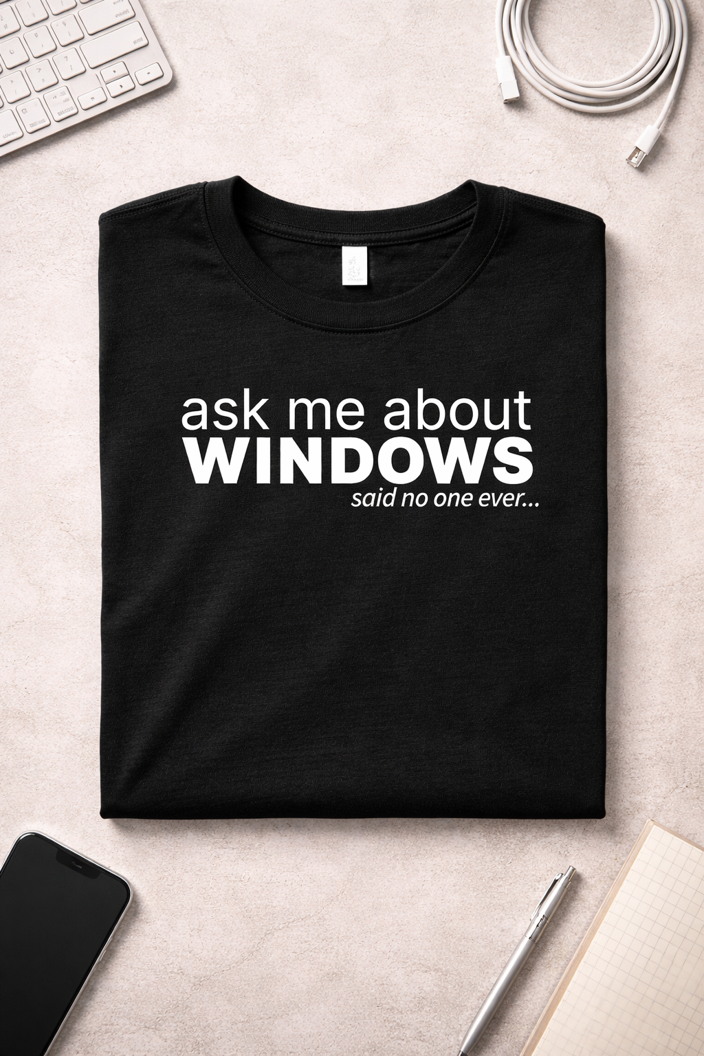Ask Me About Windows T-Shirt — Dark Colors (12 Options)
