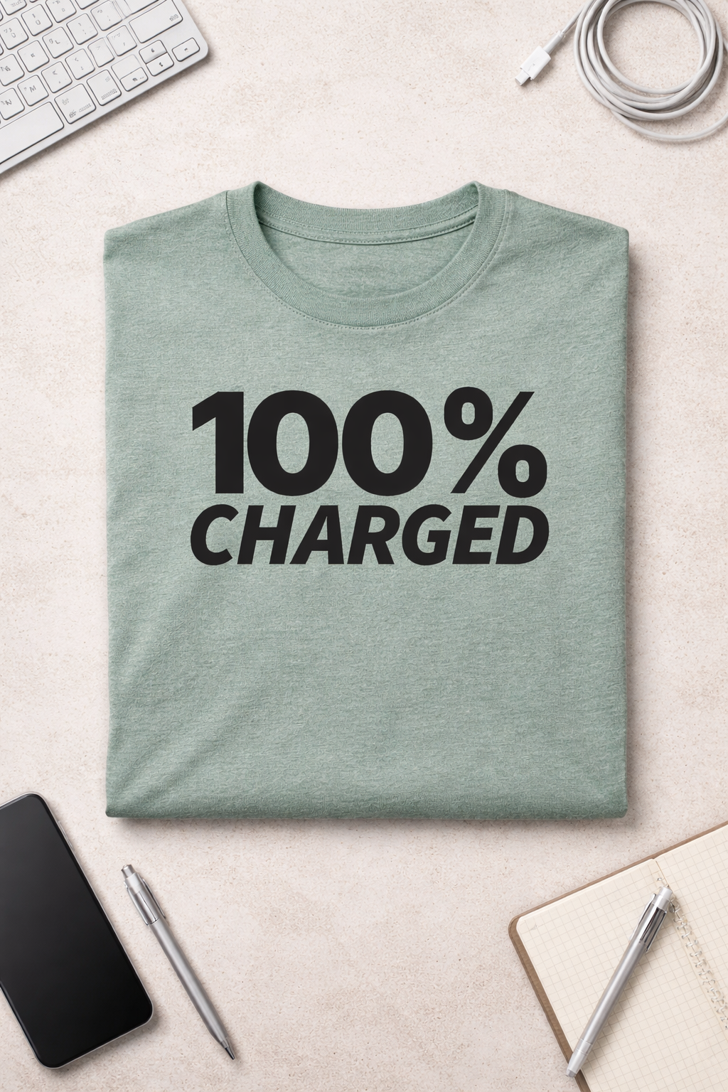 100% Charged T-Shirt — Light Colors (12 Options)