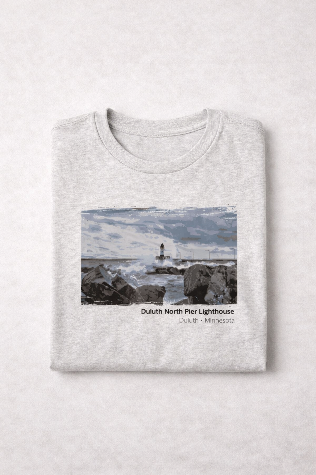 Minnesota North Pier Lighthouse T-Shirt — Light Colors (12 Options)