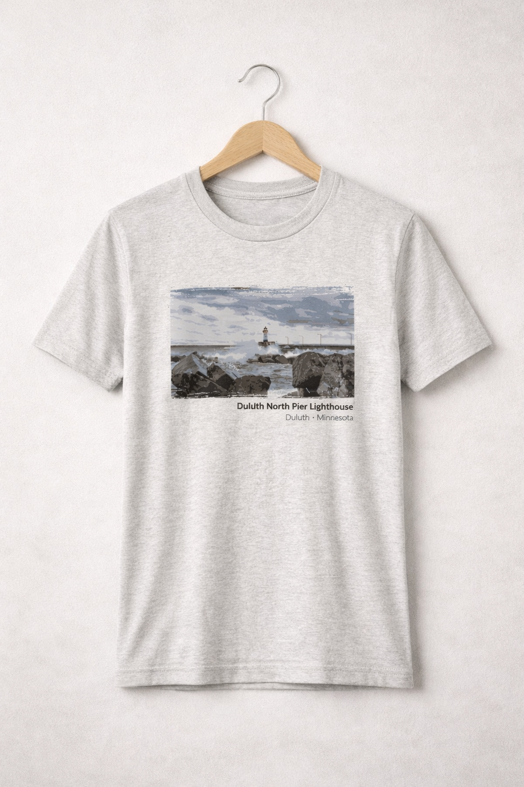 Minnesota North Pier Lighthouse T-Shirt — Light Colors (12 Options)
