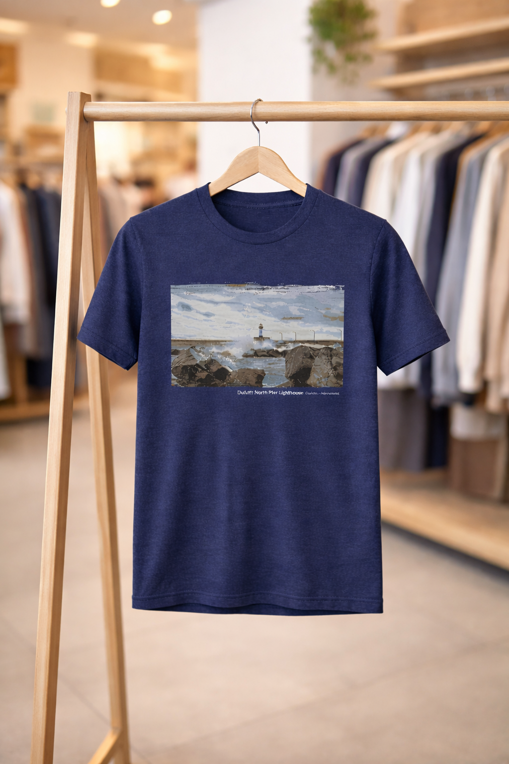 Minnesota North Pier Lighthouse T-Shirt — Dark Colors (12 Options)