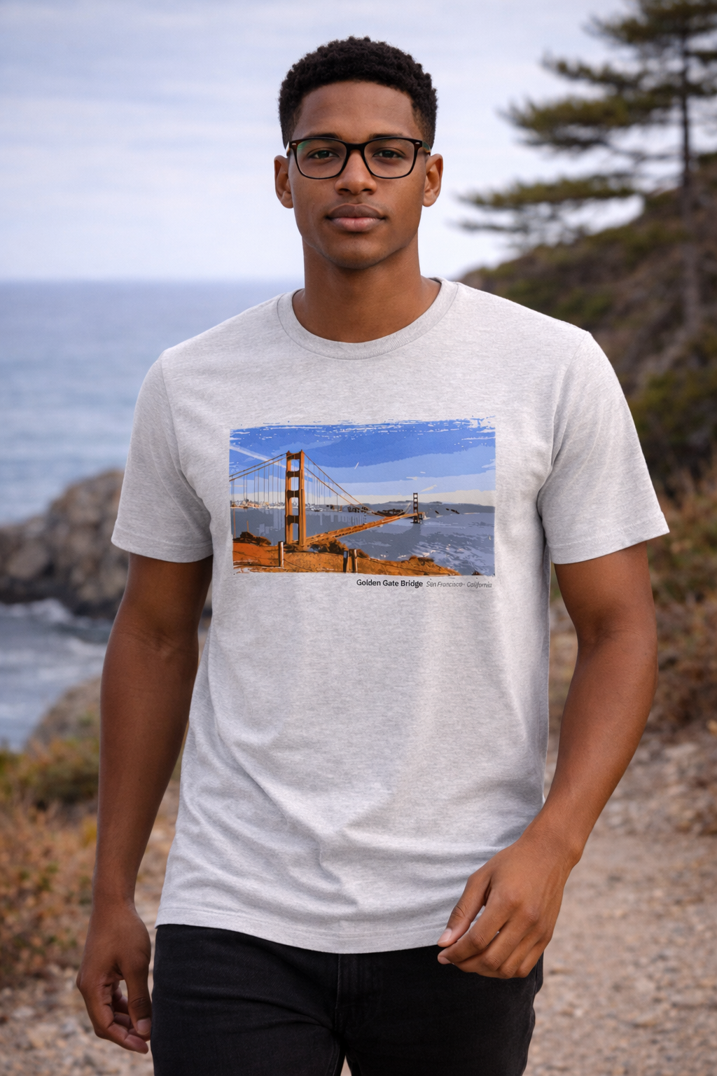 Golden Gate Bridge - Battery Spencer View T-Shirt — Light Colors (12 Options)