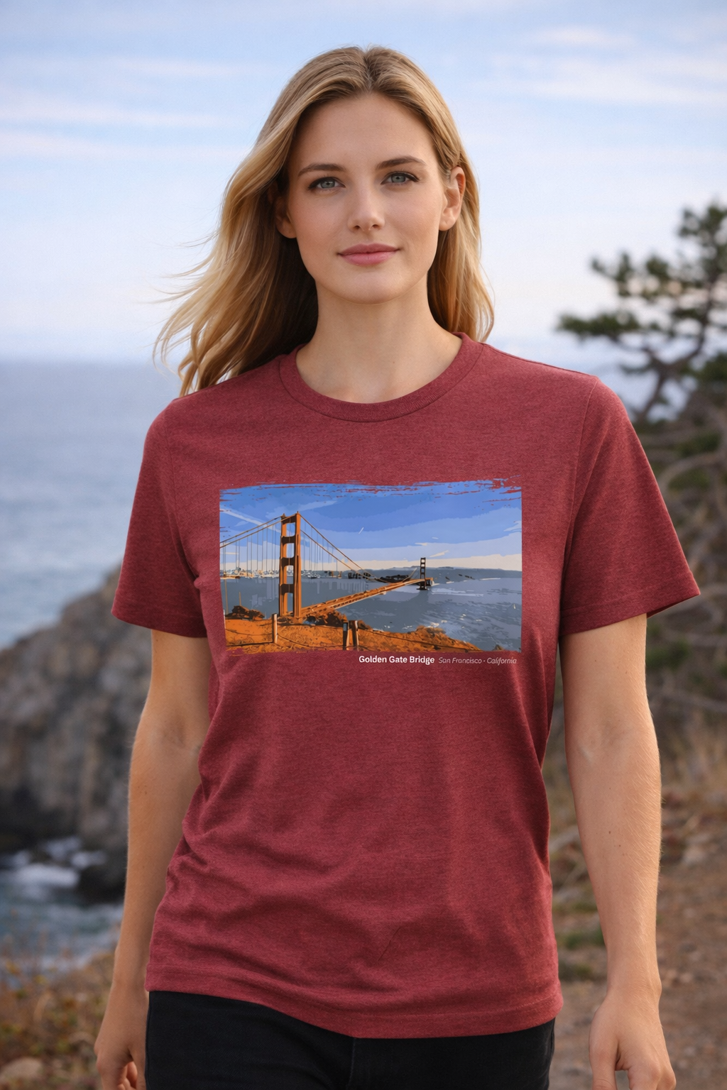Golden Gate Bridge - Battery Spencer View T-Shirt — Dark Colors (12 Options)