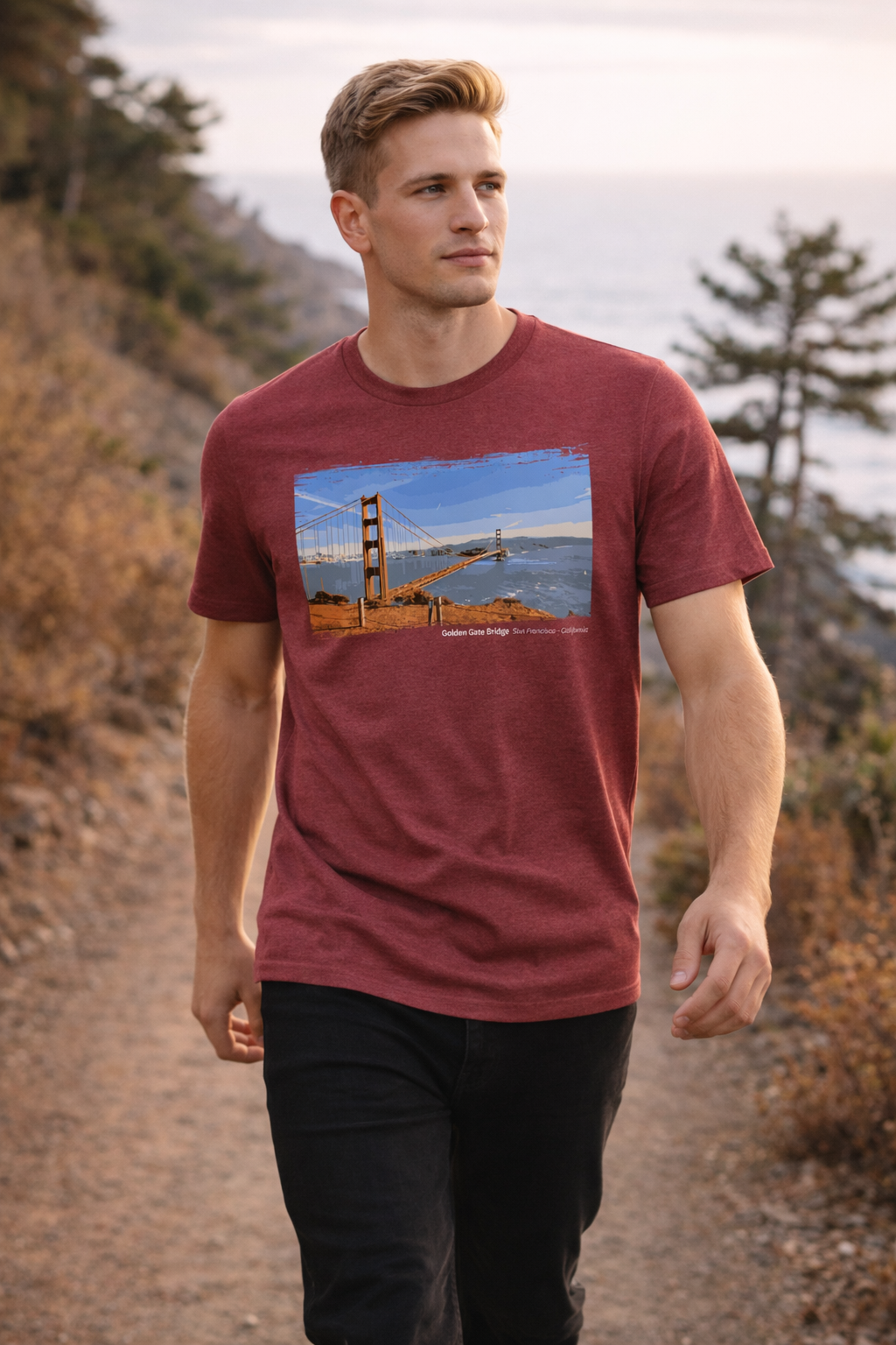 Golden Gate Bridge - Battery Spencer View T-Shirt — Dark Colors (12 Options)
