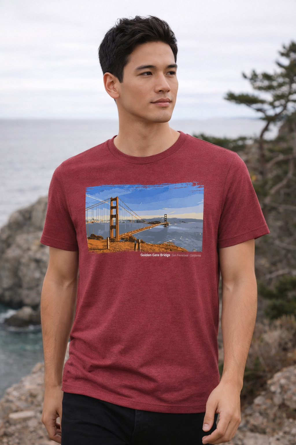Golden Gate Bridge - Battery Spencer View T-Shirt — Dark Colors (12 Options)