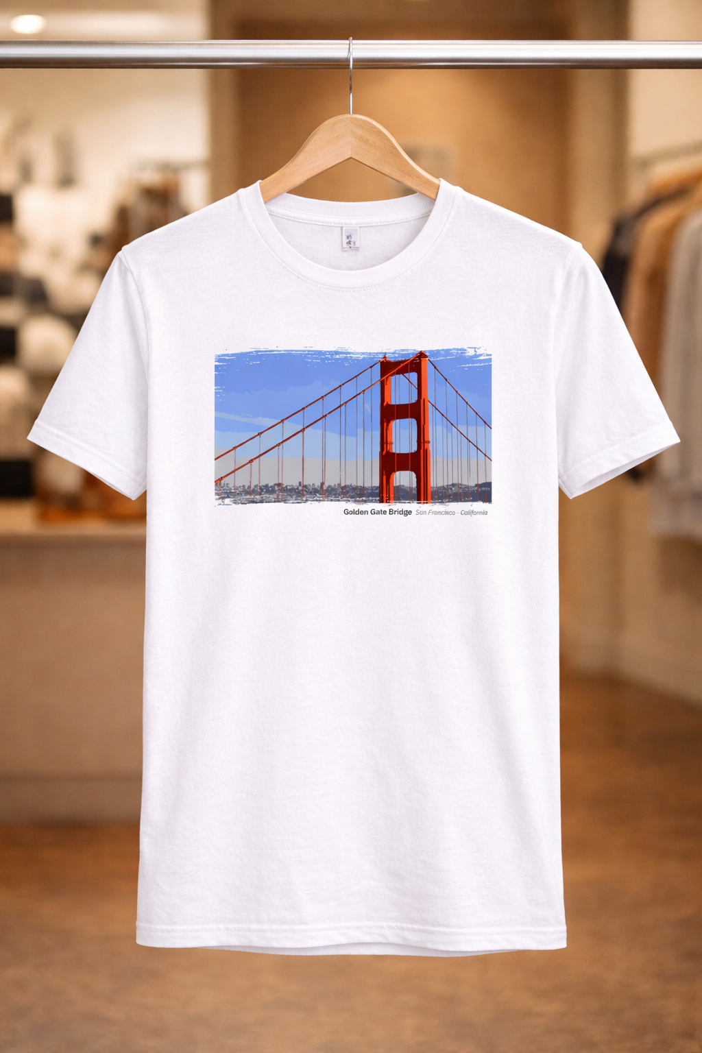 Golden Gate Bridge Short Range Battery View T-Shirt — Light Colors (12 Options)