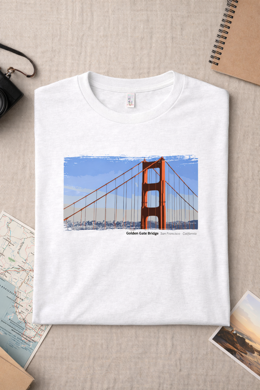 Golden Gate Bridge Short Range Battery View T-Shirt — Light Colors (12 Options)