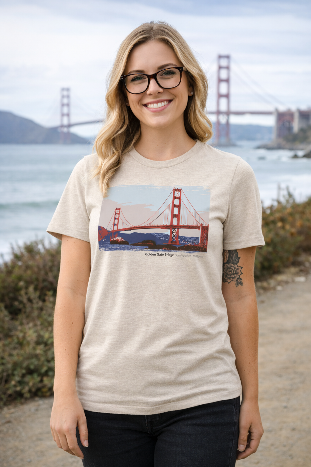 Golden Gate Bridge - Marshall's Beach View T-Shirt — Light Colors (12 Options)