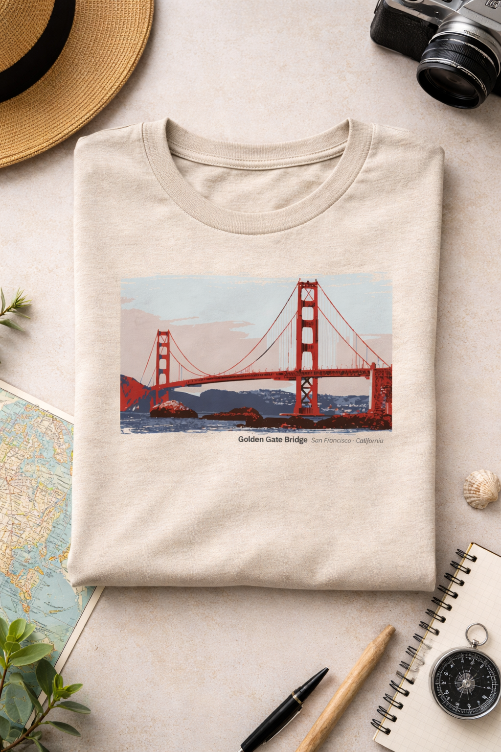Golden Gate Bridge - Marshall's Beach View T-Shirt — Light Colors (12 Options)