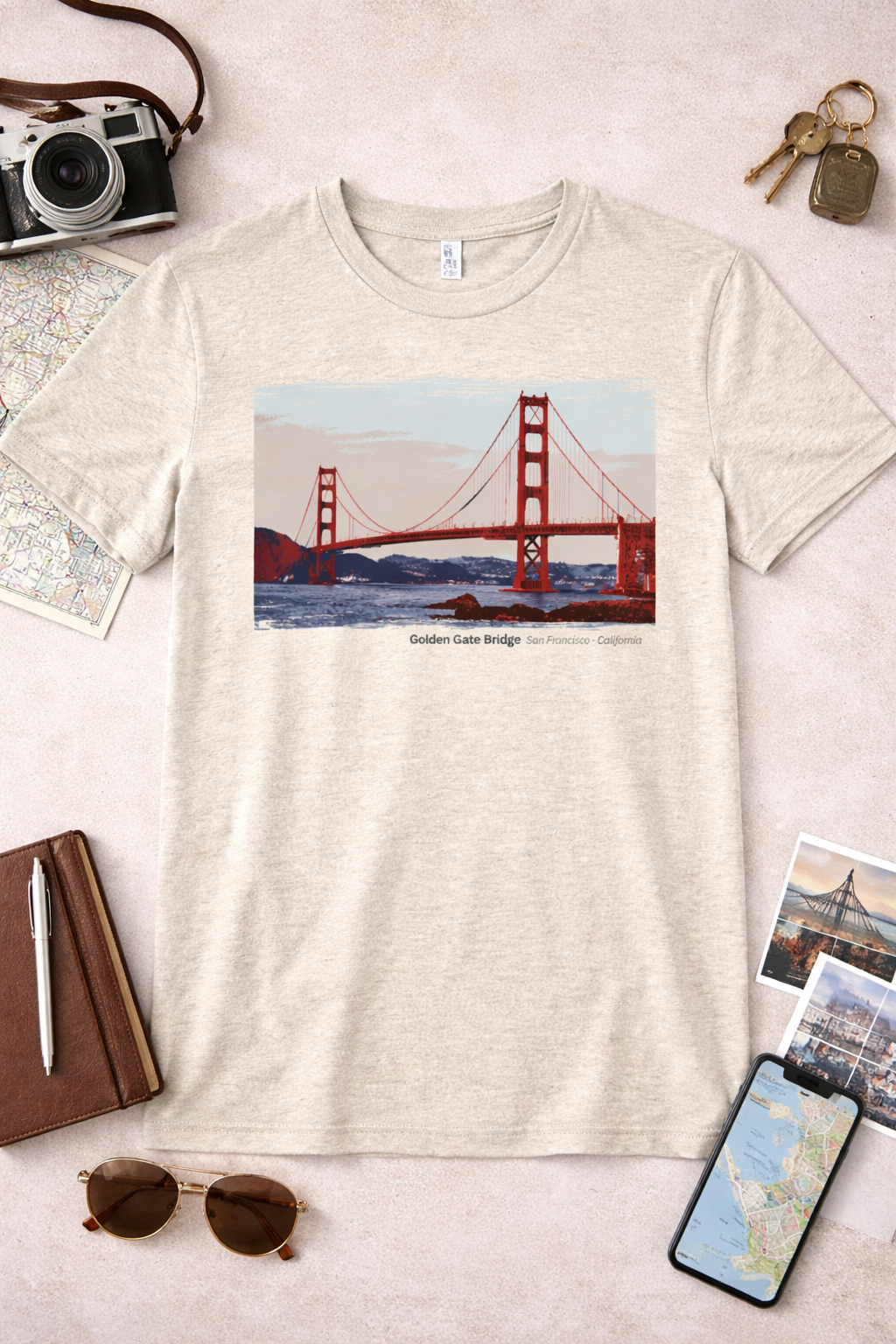Golden Gate Bridge - Marshall's Beach View T-Shirt — Light Colors (12 Options)
