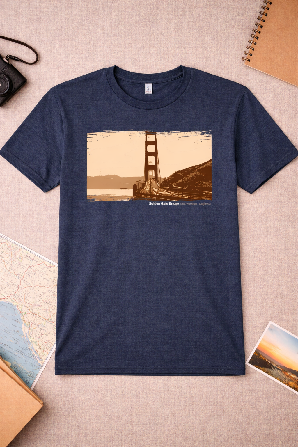 Golden Gate Bridge - North Vista Point View T-Shirt — Dark Colors (12 Options)
