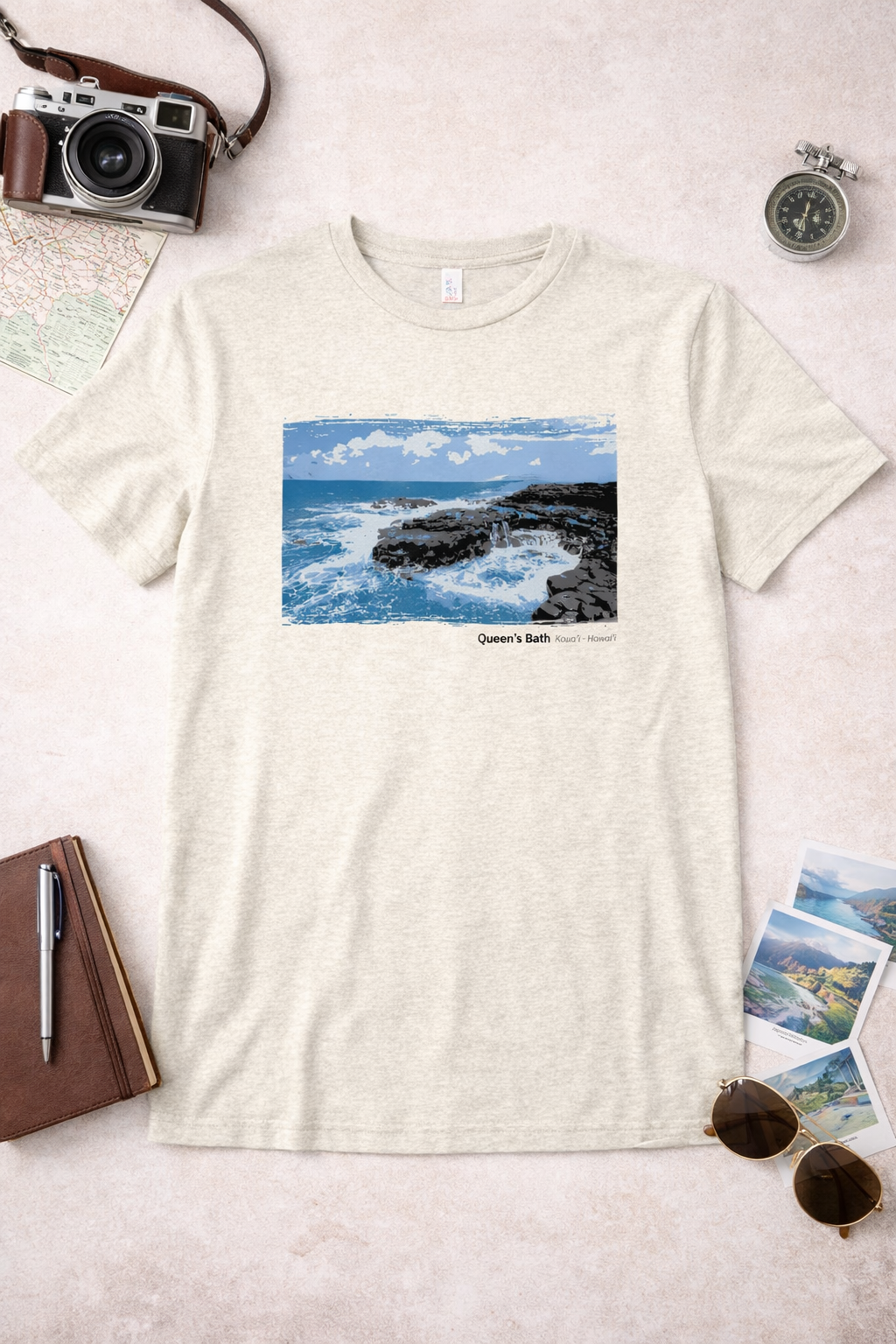Hawaii Queen's Bath T-Shirt — Light Colors (12 Options)