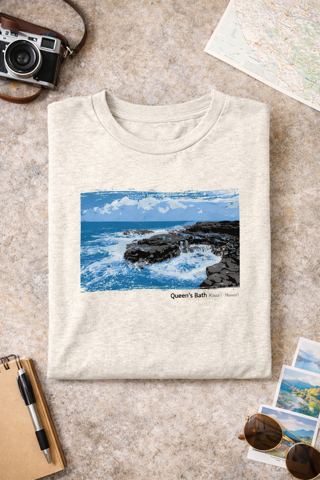 Hawaii Queen's Bath T-Shirt — Light Colors (12 Options)