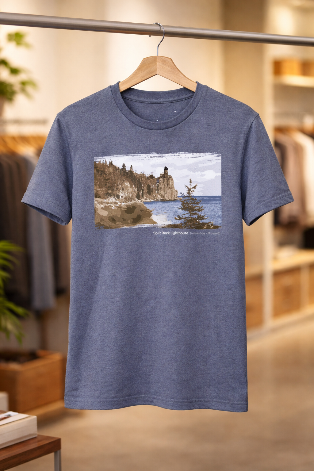 Split Rock Lighthouse Cliffside Sentinel View T-Shirt — Dark Colors (12 Options)