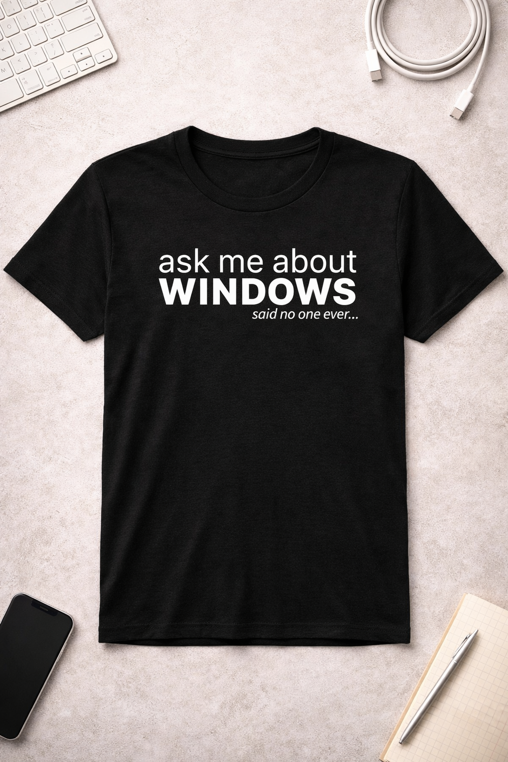 Ask Me About Windows T-Shirt — Dark Colors (12 Options)