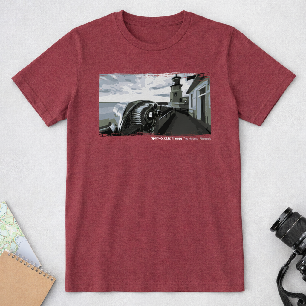 Split Rock Lighthouse Harbor Lookout View T-Shirt — Dark Colors (12 Options)